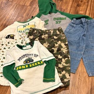 John Deere Green and Cream Kids Hoodie Set